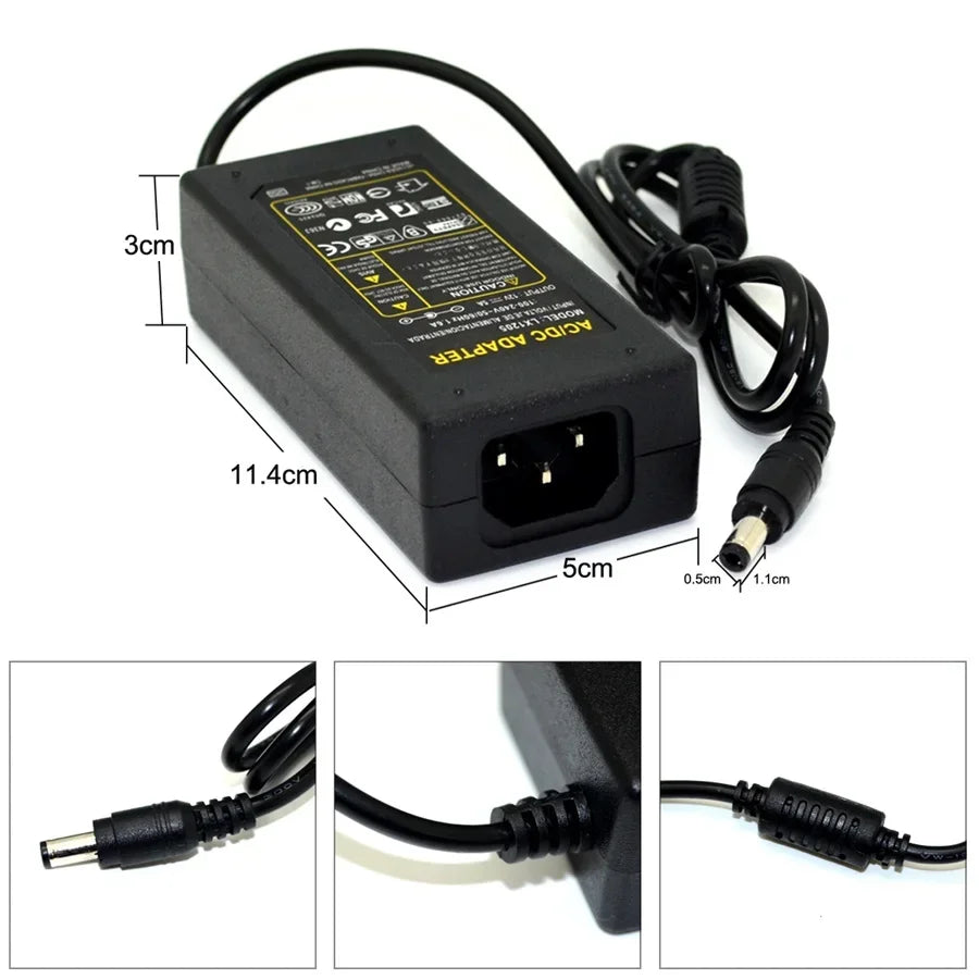 ESCAM 12V 5A 60W DC Power Adapter Switch AC100-240V Universal DC Power Adapter Qme