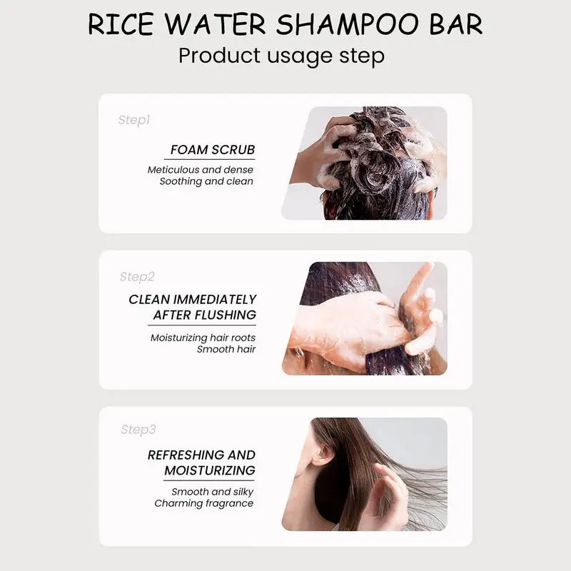 Rice Shampoo Bar – Natural Organic Deep Cleansing Hair Care Solid Shampoo Bar Qme