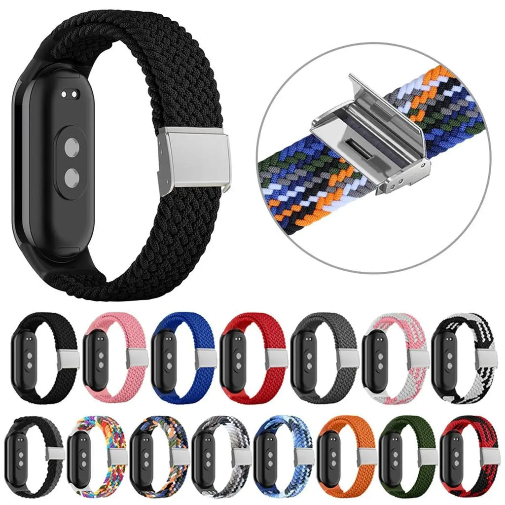 Braided Nylon Elastic Strap for Xiaomi Mi Band 8 – 15 Colors Fitness Tracker Strap Qme