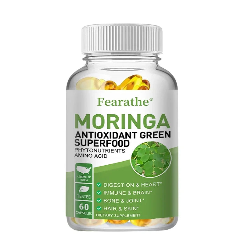 Organic Moringa Capsules – Antioxidant Superfood Supplement Herbal Supplement Qst 60 count 5 bottle