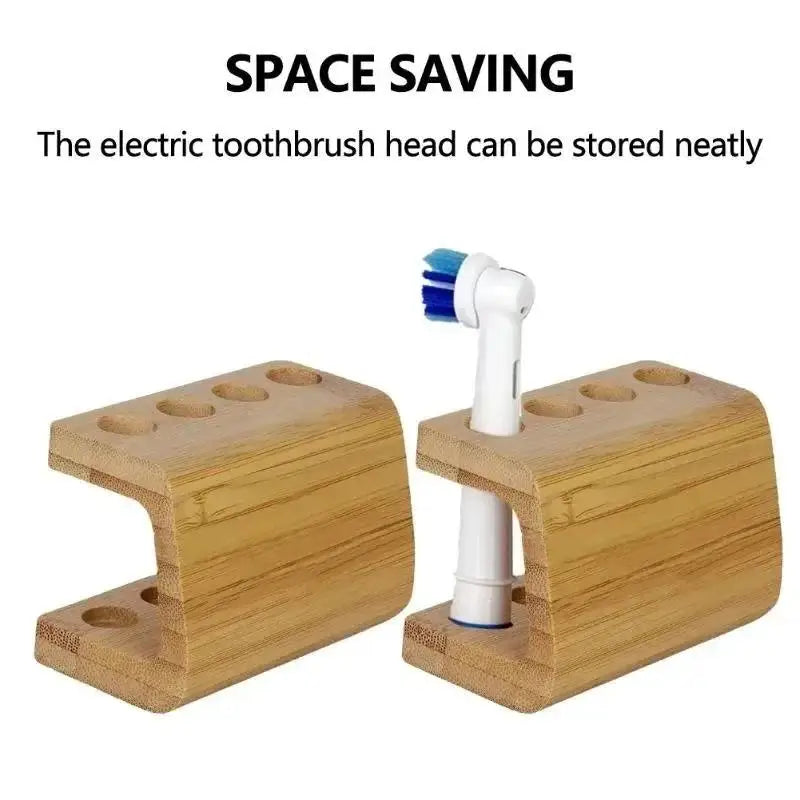 Bamboo Toothbrush Head Holder Stand – Multi-Slot Space Saver Toothbrush Head Holder Qme