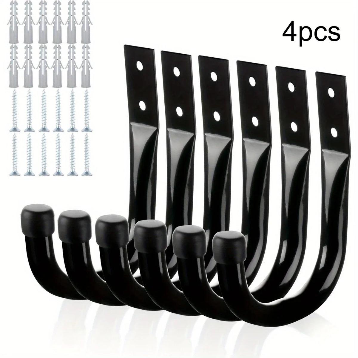 Heavy-Duty Carbon Steel J-Hook Wall Hooks for Garage Storage Garage Wall Hooks Qme 4pcs