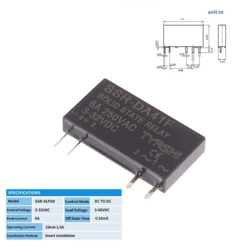 SSR-41FDD 41FDA Compact Solid State Relay DC 6A DIN Rail Solid State Relay Qme