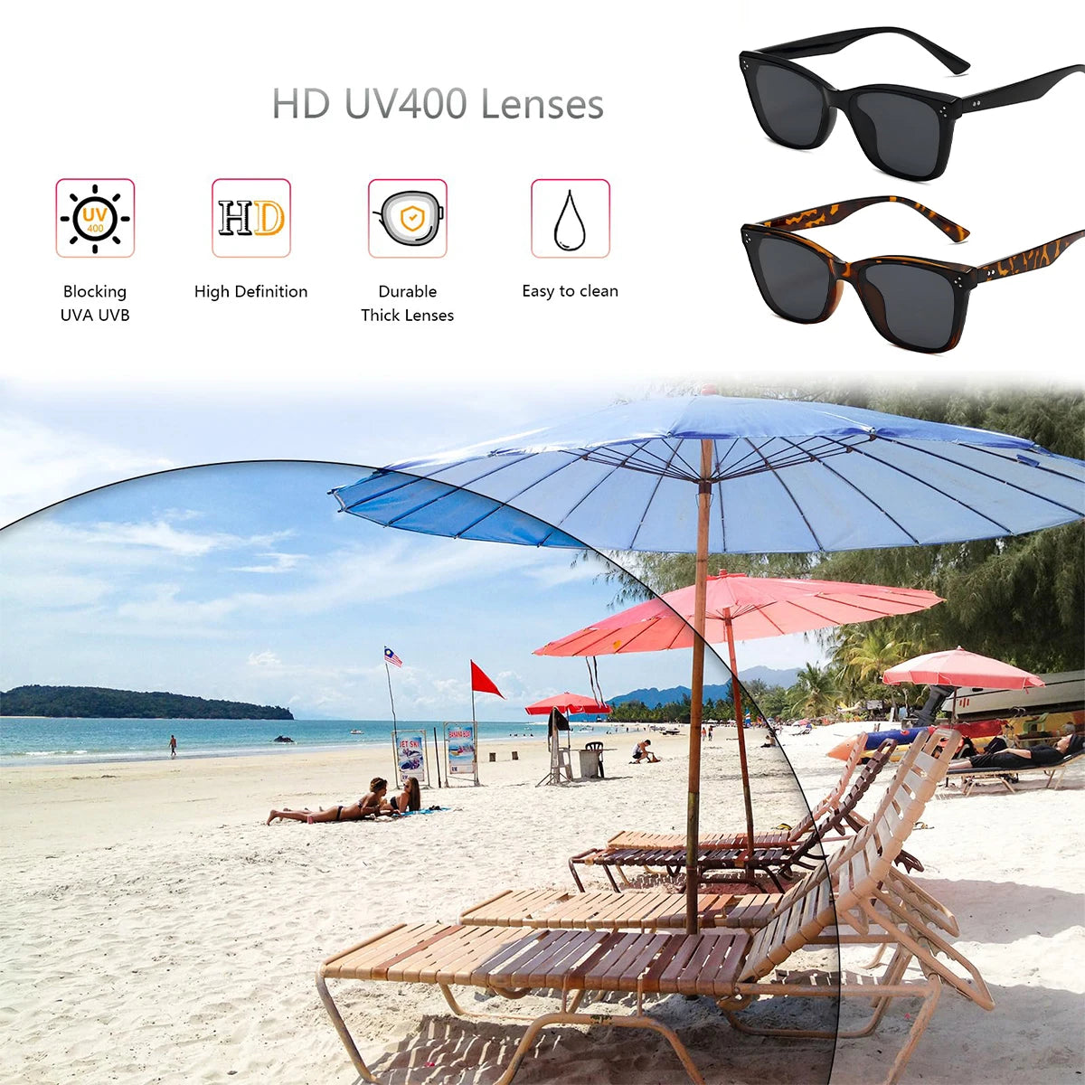 VOPHA S10 UV400 Square Sunglasses – Unisex Lightweight Style Fashion Sunglasses Qst