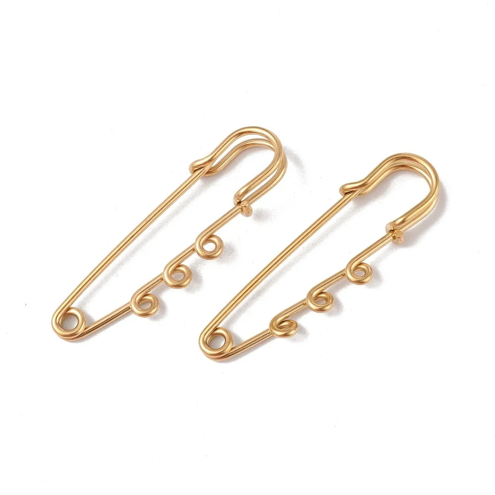 Triple Loop Stainless Steel Safety Pins for Lapel Pin Making – 20pcs Lapel Pin Findings Qme Golden