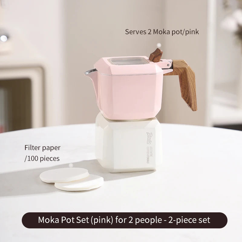 Bincoo Animal Themed Moka Pot – Dual Valve Stovetop Espresso Set Stovetop Moka Pot Qst Pink 2pcs
