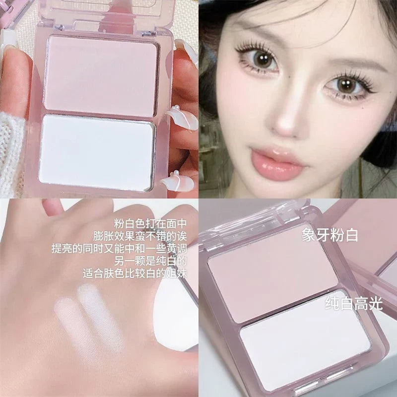 2-in-1 Contour & Highlight Palette – Matte & Glow | Qme Contour Highlight Palette Qme 01 Pink moonlight