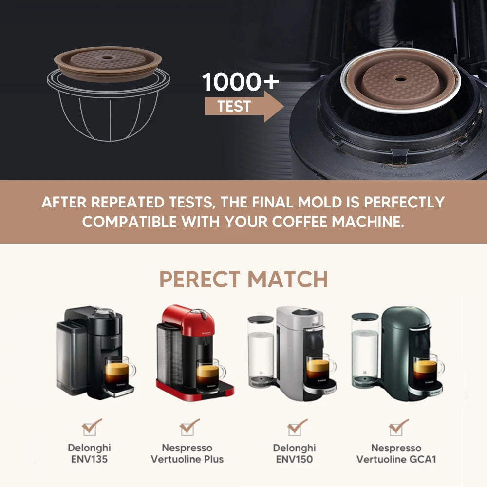 Reusable Silicone Lids for Nespresso Vertuo Capsules – 4 Sizes Coffee Pod Lid Qst