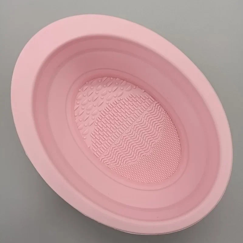 Foldable Silicone Makeup Brush Cleaner Bowl & Cleaning Mat Makeup Brush Cleaner Qme B