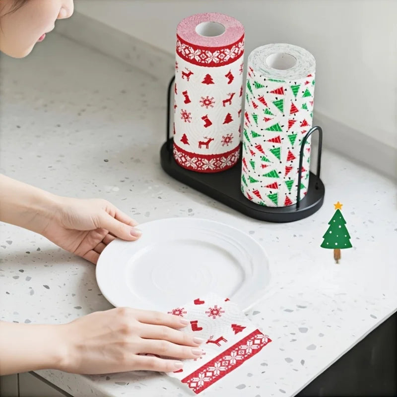 Christmas Kitchen Paper Towels – Thickened 3-Layer Disposable Roll Disposable Paper Towels Qme