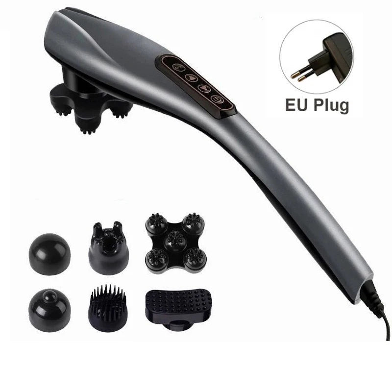 Electric Dolphin Massage Stick – 6-Head Full Body Massager Percussion Body Massager Qst Grey-EU Plug 220 V
