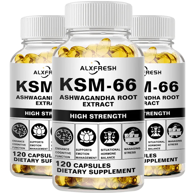 KSM-66 Ashwagandha Capsules – Energy, Focus & Sleep Support Herbal Supplement Qst 3 Bottle 60pcs
