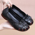 Women's Soft Leather Slip-On Flat Loafers with Floral Detail Flat Loafers Qst Black 39 CN