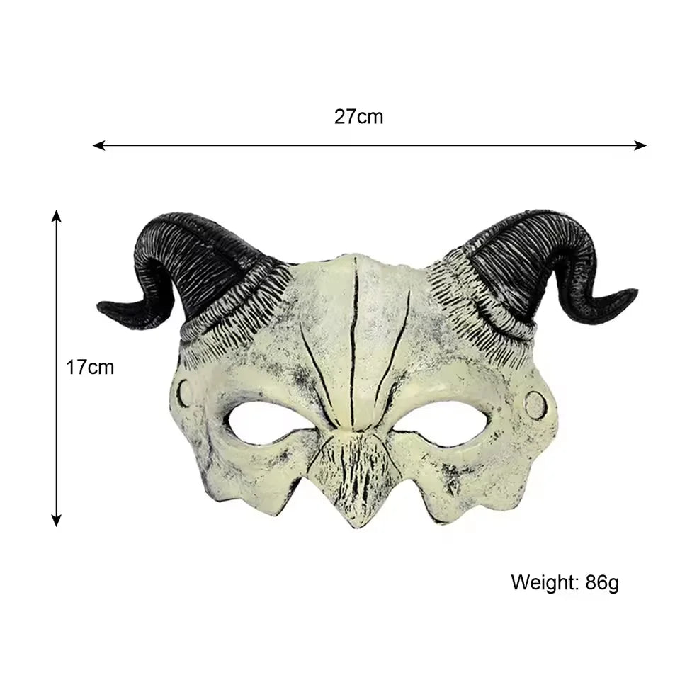 Devil Demon Bull Mask – Halloween Cosplay Masquerade Party Costume Mask Qst White