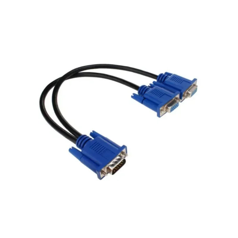 VGA Splitter Cable 1 Male to Dual 2 Female Monitor Adapter VGA Splitter Cable Qme