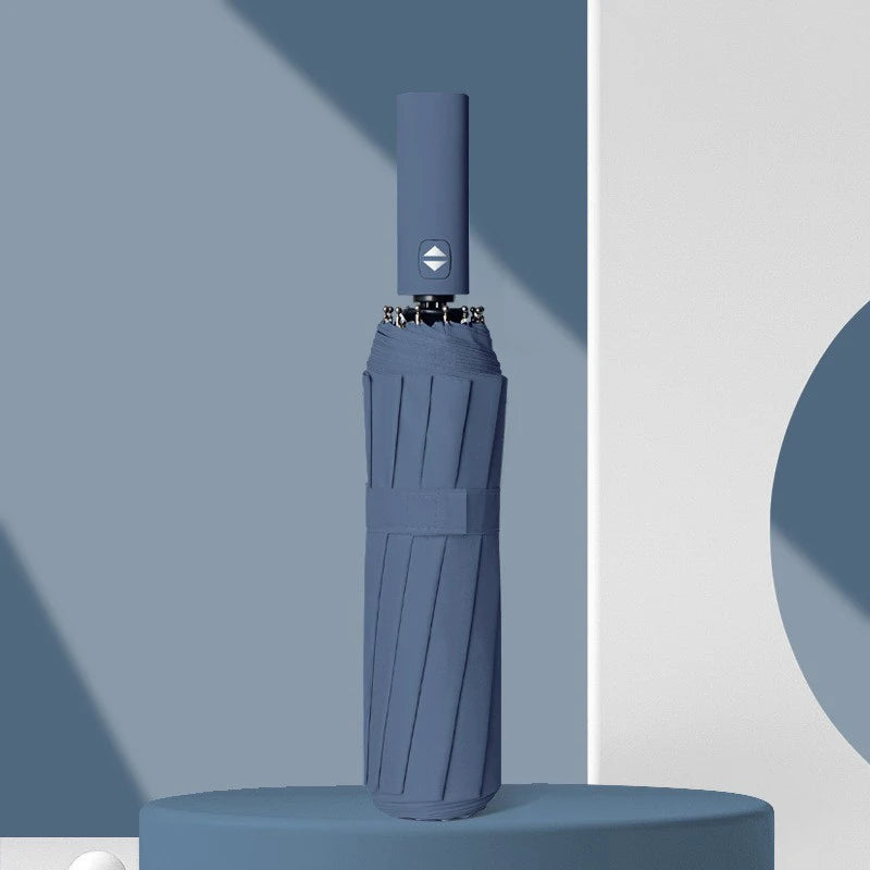 Automatic 3-Fold Anti-UV Sun & Rain Umbrella | Wind-Resistant Folding Umbrella Qst smog blue