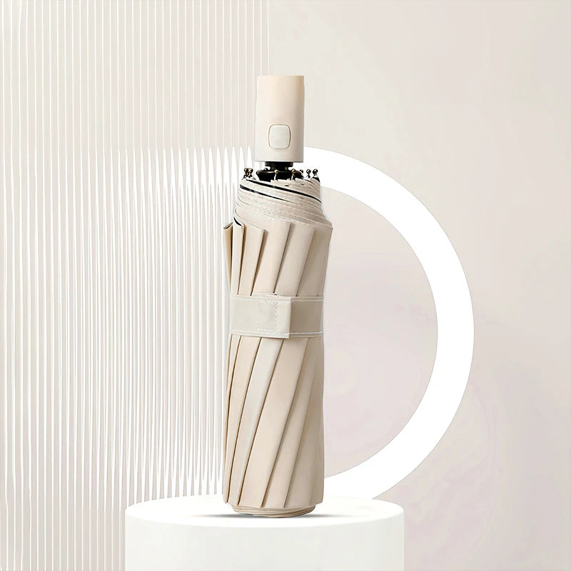Automatic Windproof Folding Umbrella – Compact Travel Umbrella Windproof Travel Umbrella Qst Beige