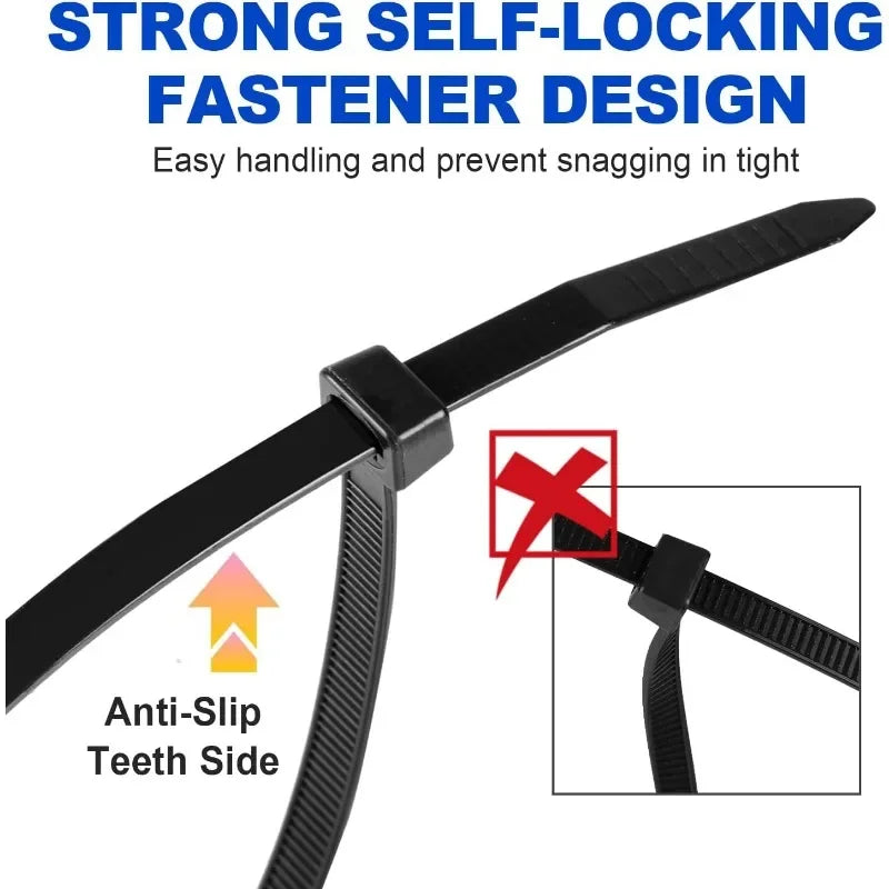 1000 Nylon Cable Ties Self-Locking Zip Straps 35x200mm Nylon Cable Ties Qme