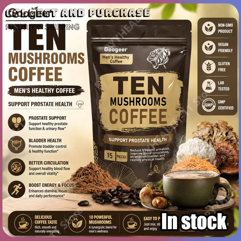 10-Mushroom Blend Coffee Powder – Daily Nutrition & Energy Mushroom Supplement Powder Qst
