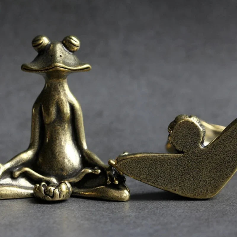 Zen Frog Incense Holder | Solid Bronze Copper Figurine Ornament Incense Holder Figurine Qme