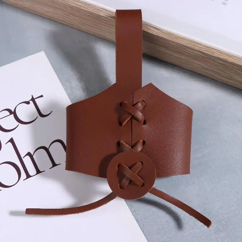 PU Leather Medieval Belt Horn Holder – Adjustable Cup Sleeve Belt Cup Holder Qme