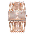 Women's Rhinestone Quartz Cuff Bangle Watch – Stainless Steel Bangle Cuff Watch Qme Rose