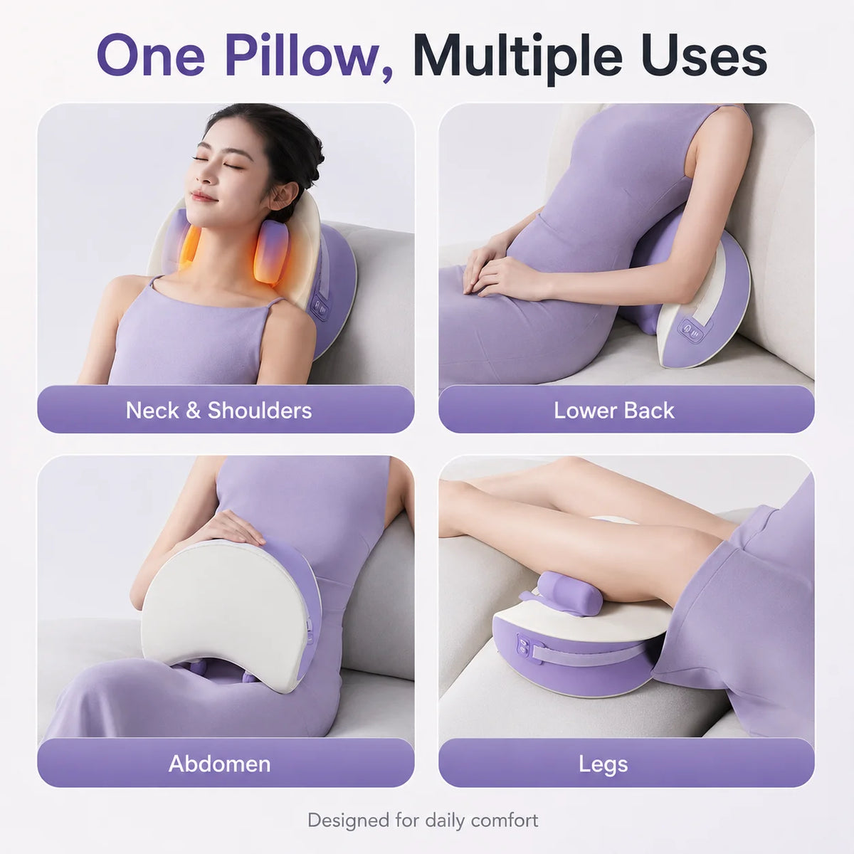 PAQIN Smart Clamping Massage Pillow – Neck, Back & Waist Roller Massage Pillow Qst