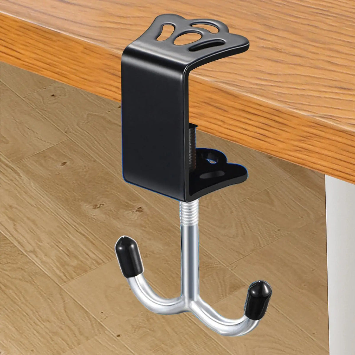 Desk Clamp Double Hook – Headphone & Bag Desk Organizer Desk Clamp Hook Qme