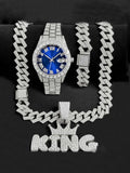 Crown King Hip Hop Diamond Necklace Steel Belt Quartz Watch Hip Hop Necklace Watch Qme Multicolor