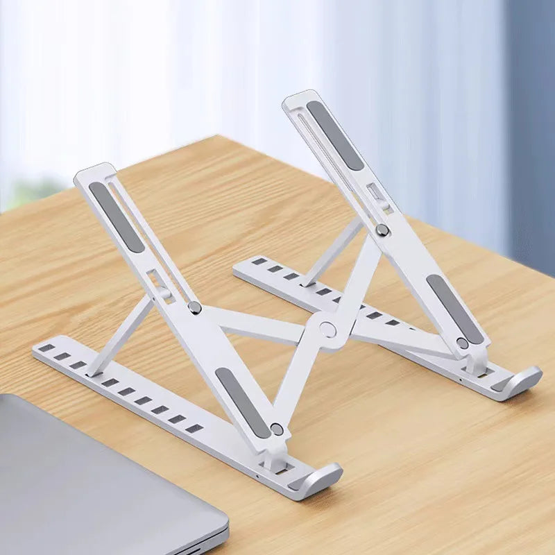 Foldable Laptop Stand | 10-Level Adjustable Plastic Holder – Qme Laptop Stand Qme