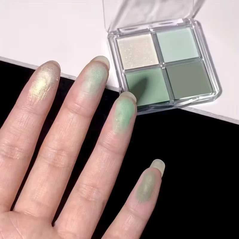 Qme 4-Color Green Matte Eyeshadow Palette | Korean Makeup Eyeshadow Palette Qme