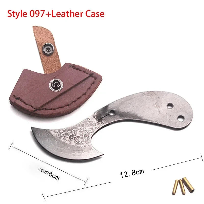 Damascus Steel DIY Knife Blank – 6.5" Fixed Blade Camping Knife DIY Knife Blank Qst B