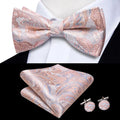 Hi-Tie Striped Black Red Pre-Tied Bow Tie & Cufflinks Set Bow Tie Gift Set Qme S1-LH-2578