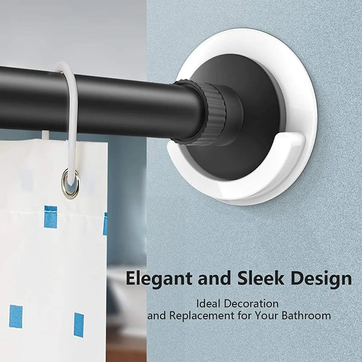 Anti-Fall Shower Curtain Rod Bracket Holder | Secure Grip Curtain Rod Bracket Qme White