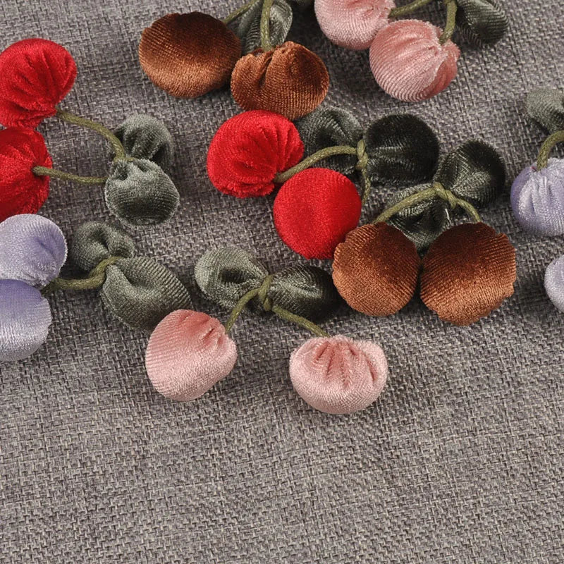 Cute Cherry Fabric Appliques for DIY Hair Accessories – 4pcs Fabric Appliques Qme