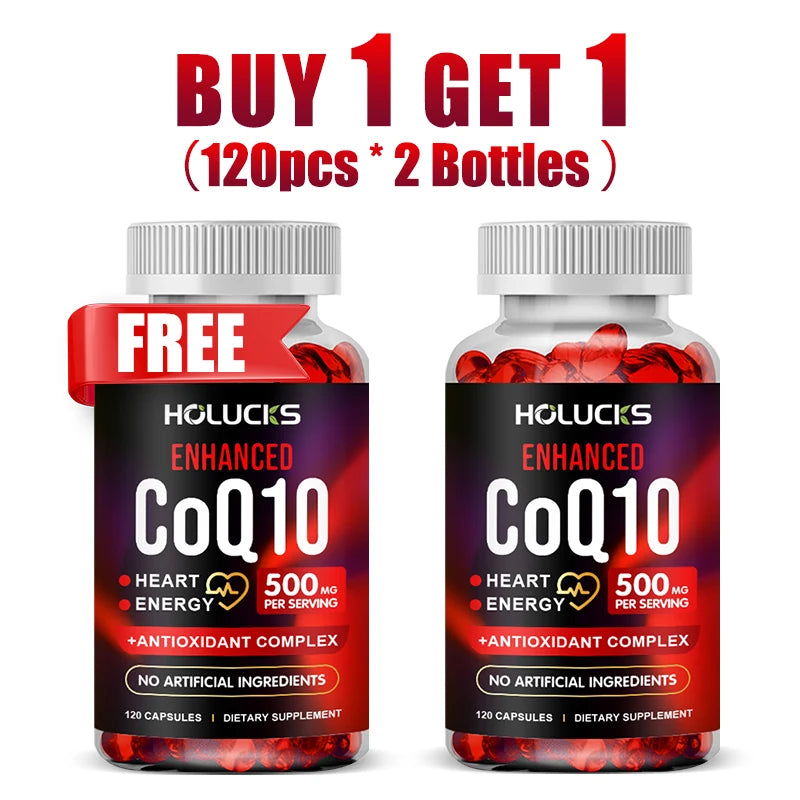Yimiduk CoQ10 500mg – Buy 1 Get 1 Free | 120 Capsules CoQ10 Supplement Qst 120pcs-2 Bottles