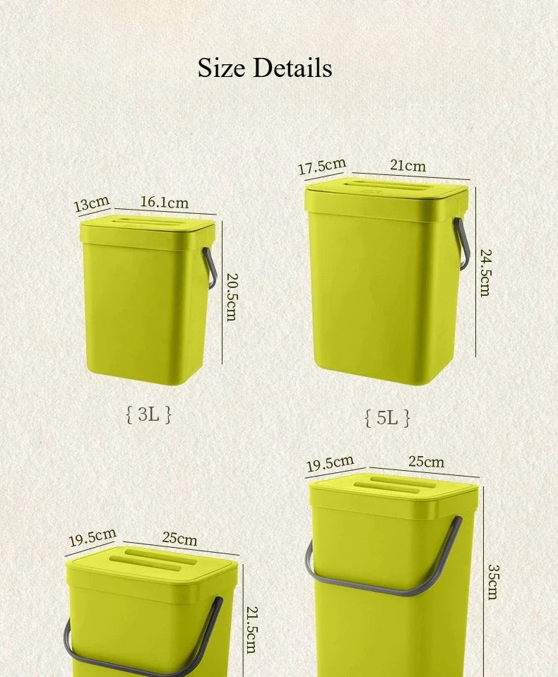 Under Cabinet Hanging Trash Can with Lid – Large Capacity Hanging Trash Can Qme
