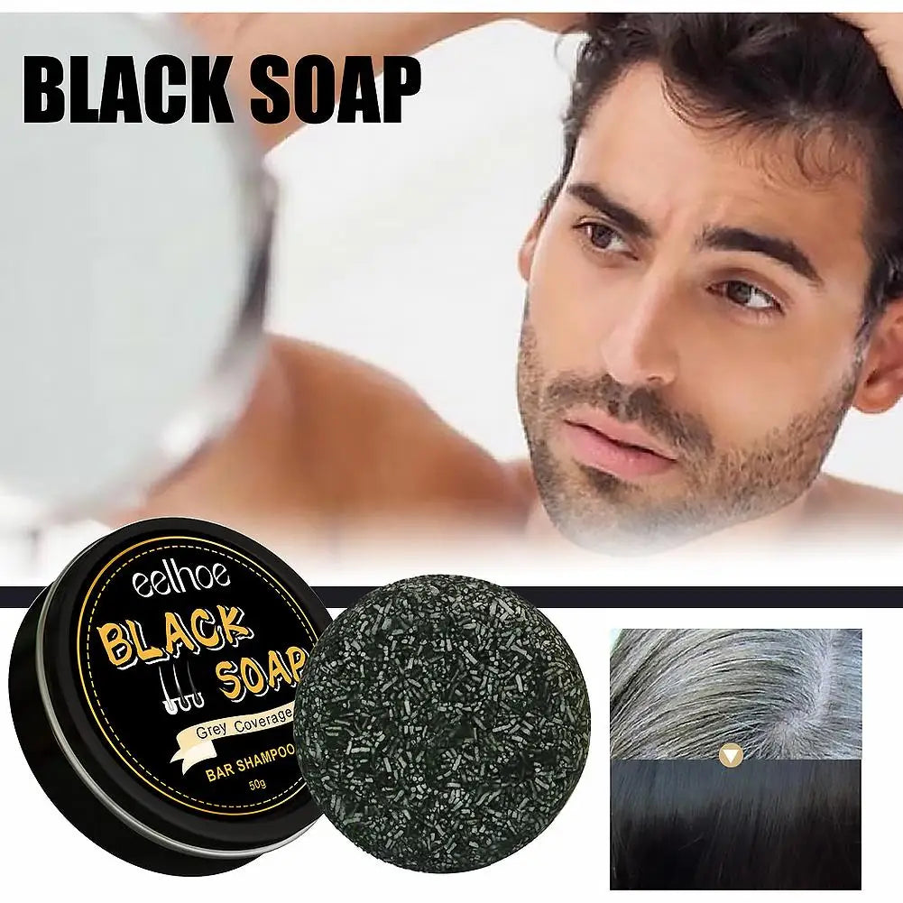 Men's Gray Darkening Shampoo Bar – Black Hair & Beard Soap Darkening Shampoo Bar Qme