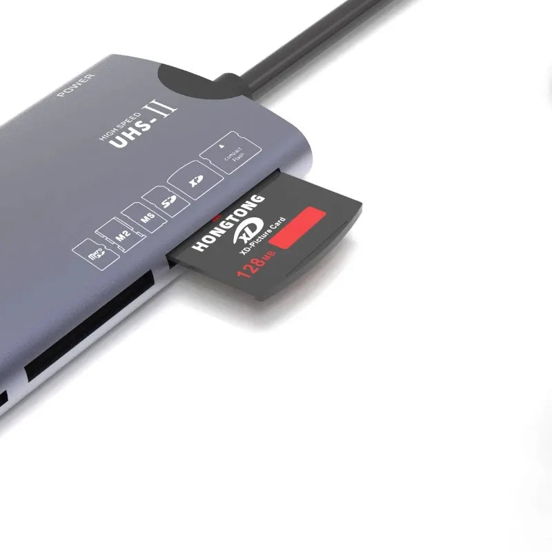 USB 6-in-1 Multi-Card Reader Aluminum Alloy – MS CF SD TF XD USB Card Reader Qme