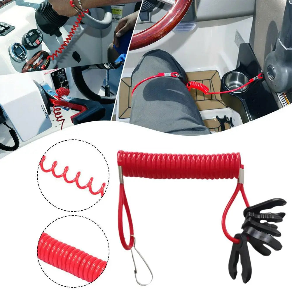 Universal Outboard Motor Kill Switch Lanyard – 7 Keys Boat Safety Lanyard Qme