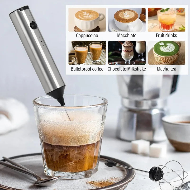 USB Rechargeable Electric Milk Frother & Mini Coffee Whisk Electric Milk Frother Qme