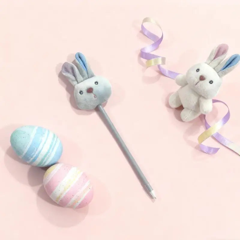 Kawaii Rabbit Plush Ballpoint Pen | Cute Easter Bunny Writing Pen Novelty Ballpoint Pen Qme