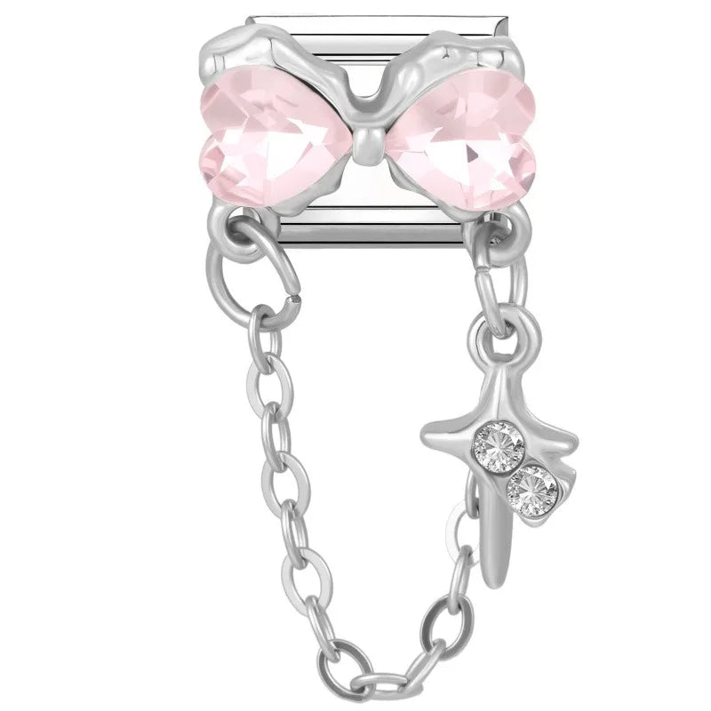 Zircon Italian Charm Links – Heart Bow Butterfly Star 9mm