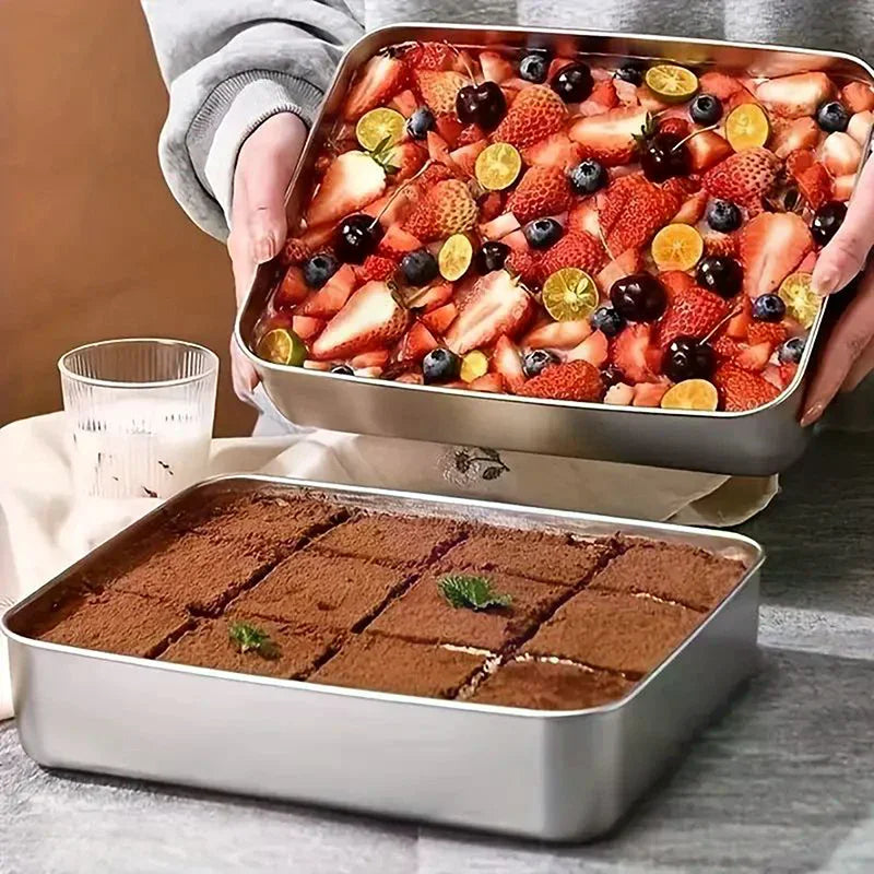 Stainless Steel Tiramisu Mold Cake Tray with Lid | 2 Sizes Cake Baking Mold Qme