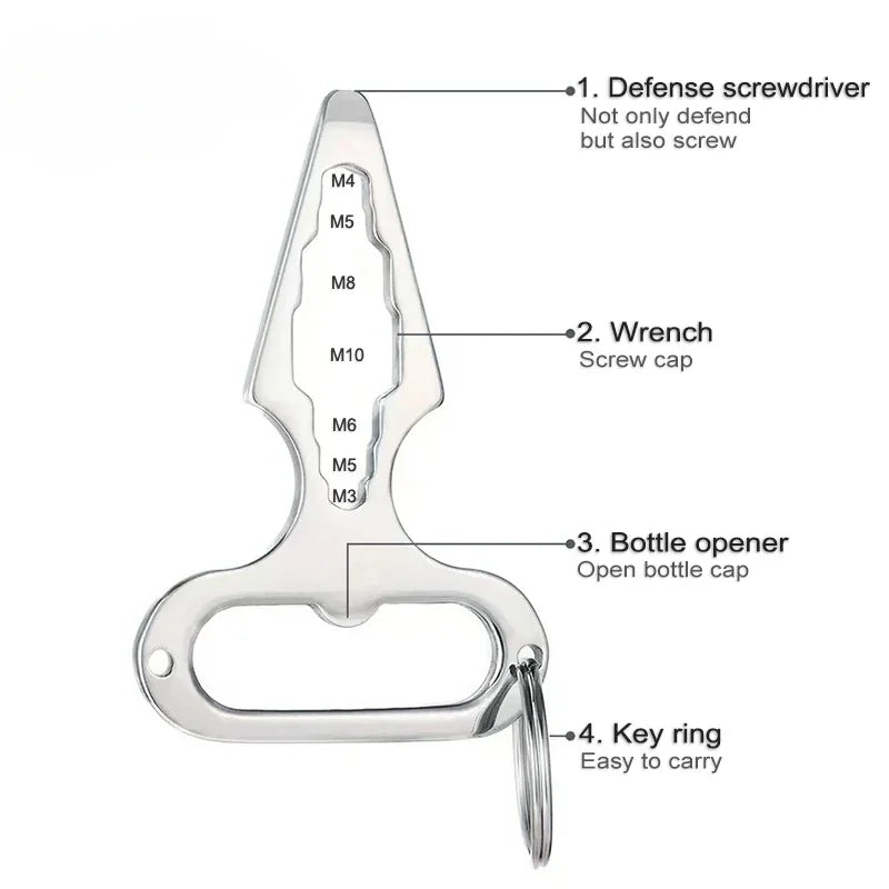 EDC Survival Keychain Tool – Stinger, Bottle Opener & Wrench EDC Multi-Tool Qme