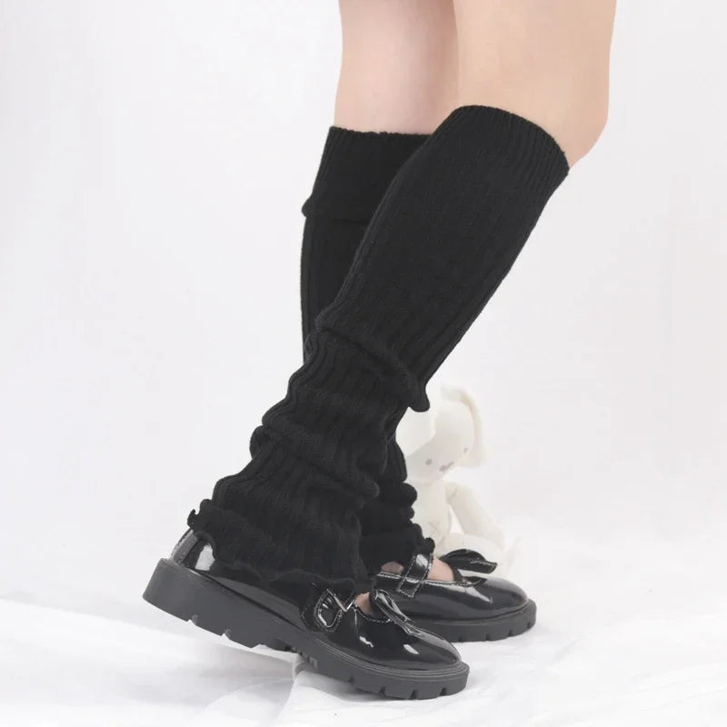 Japanese Lolita JK Leg Warmers – Gothic Ankle Warmers for Women Knitted Leg Warmers Qme