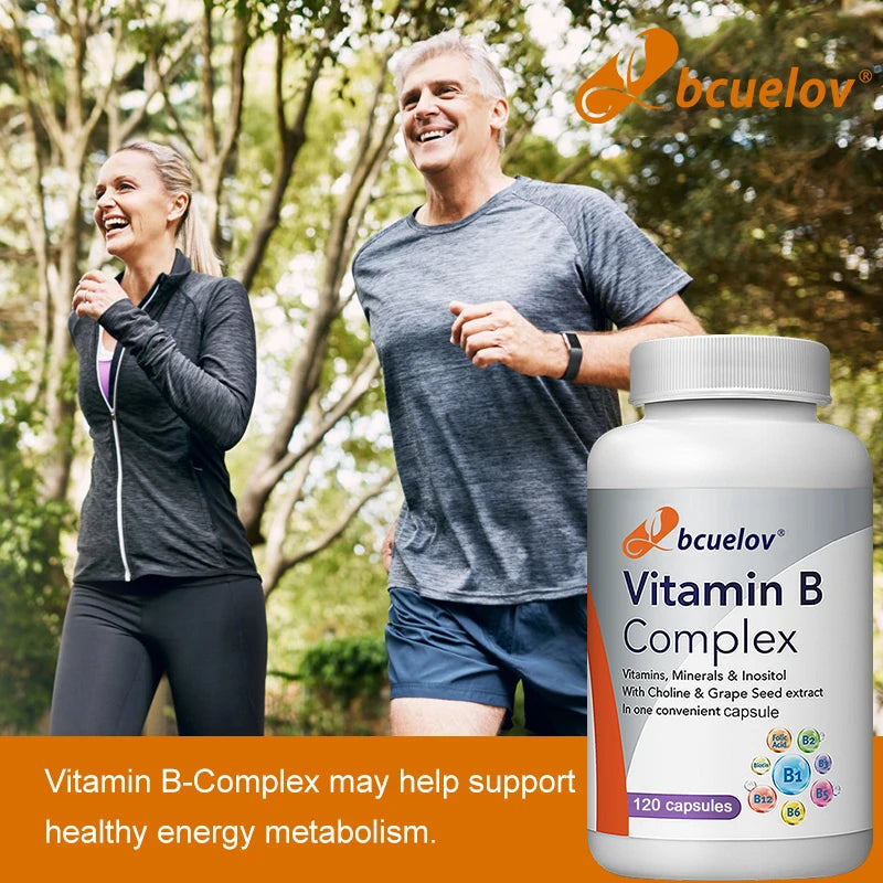 Vitamin B-Complex Capsules B1–B12 + Biotin + Folic Acid 6000mcg B-Vitamin Supplement Qst