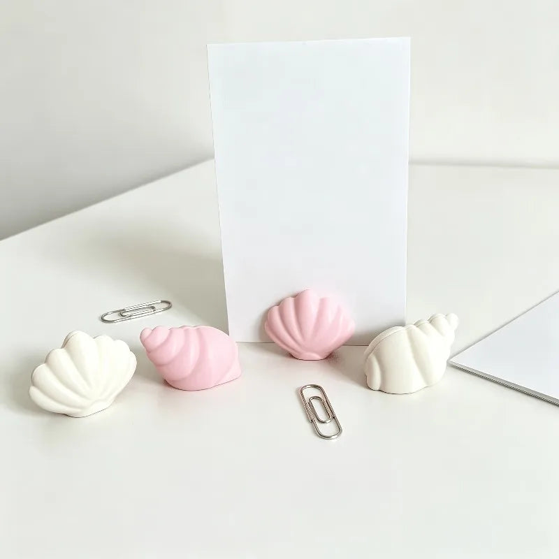 Shell Conch Photo Clips 3D Desktop Stand | Card & Note Holder Desktop Photo Clip Stand Qme