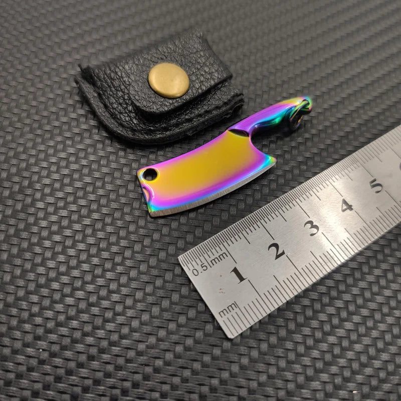 Swayboo Mini Damascus Keychain Knife – Fixed Blade Pendant Fixed Blade Knife Qst Fade Steel