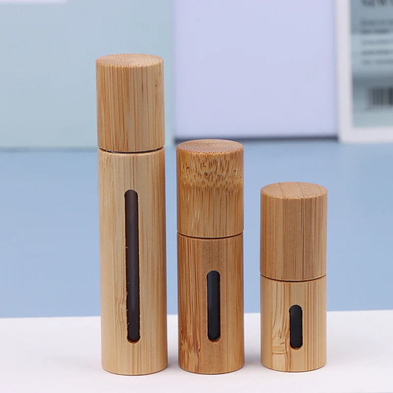 Bamboo Roll-On Bottle 3/5/10ml – Refillable Glass Essential Oil Roller Roller Bottle Qst